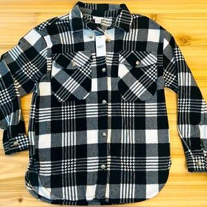 NEW Rue21 Black/White Plaid Long-Sleeve Button Down Flannel Shirt size Small NWT